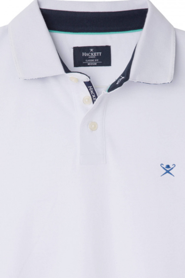 Hackett London Poloshirt mit leichter Struktur in Weiß