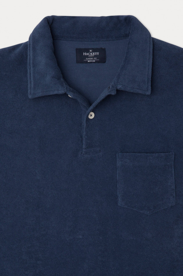 Hackett London Frottee Poloshirt in Dunkelblau