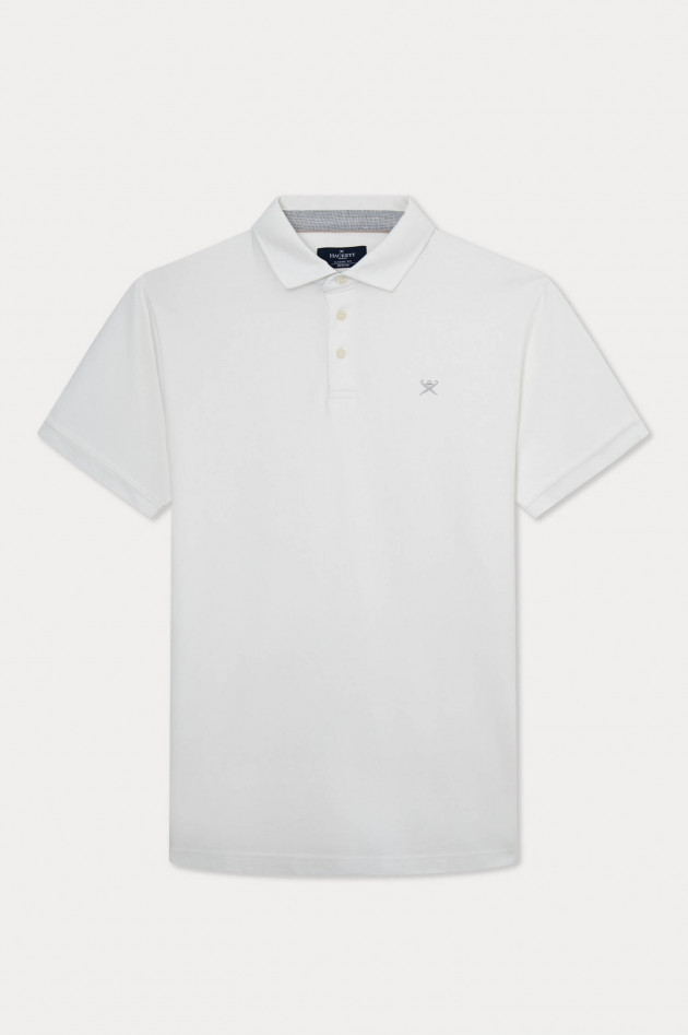 Hackett London Poloshirt mit hemdähnlichen Kragen in Weiß