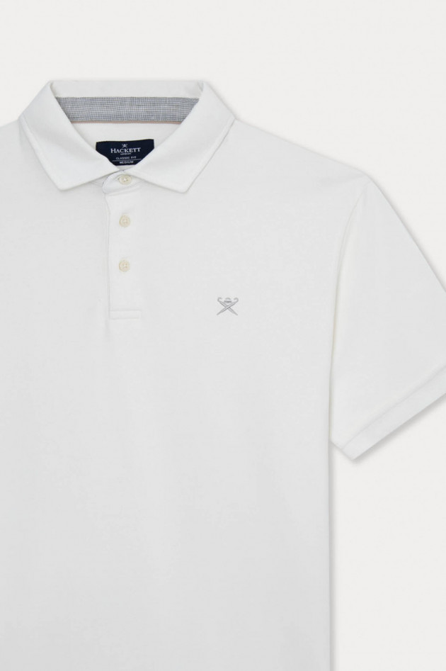 Hackett London Poloshirt mit hemdähnlichen Kragen in Weiß