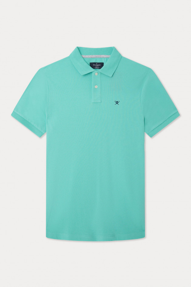 Hackett London Polo mit Logo-Stitching in Türkis