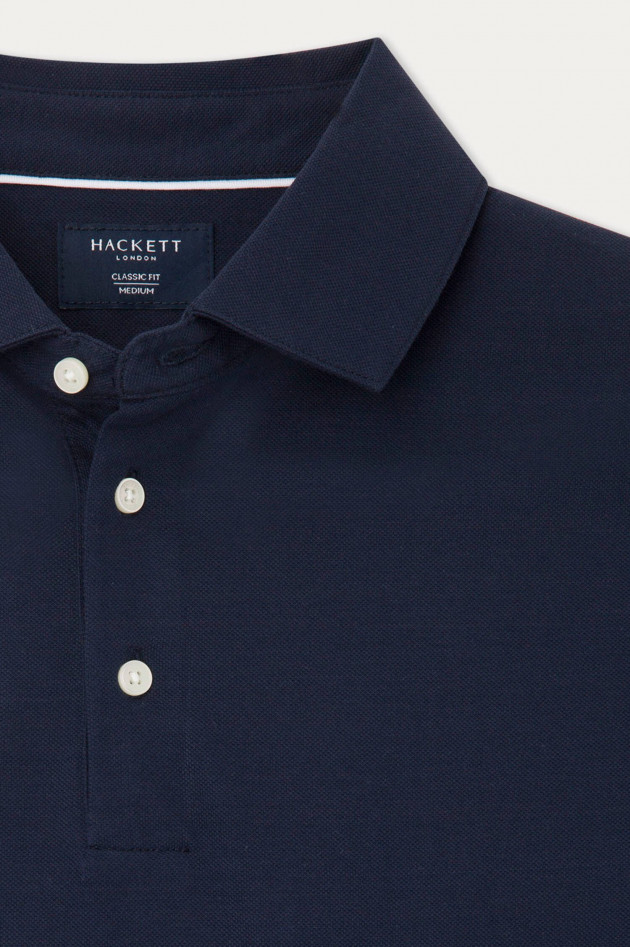 Hackett London Poloshirt in Mittelblau meliert