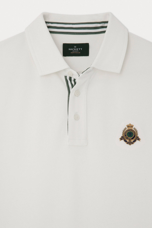 Hackett London Polo-Shirt mit eingesticktem Logo in weiß