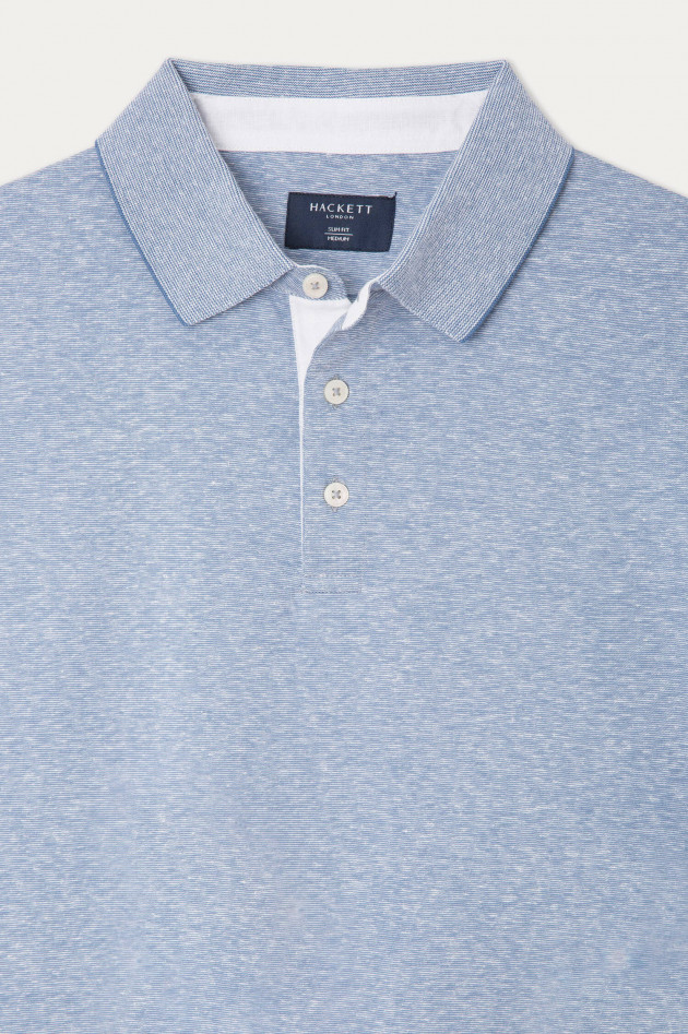 Hackett London Poloshirt in Mittelblau meliert