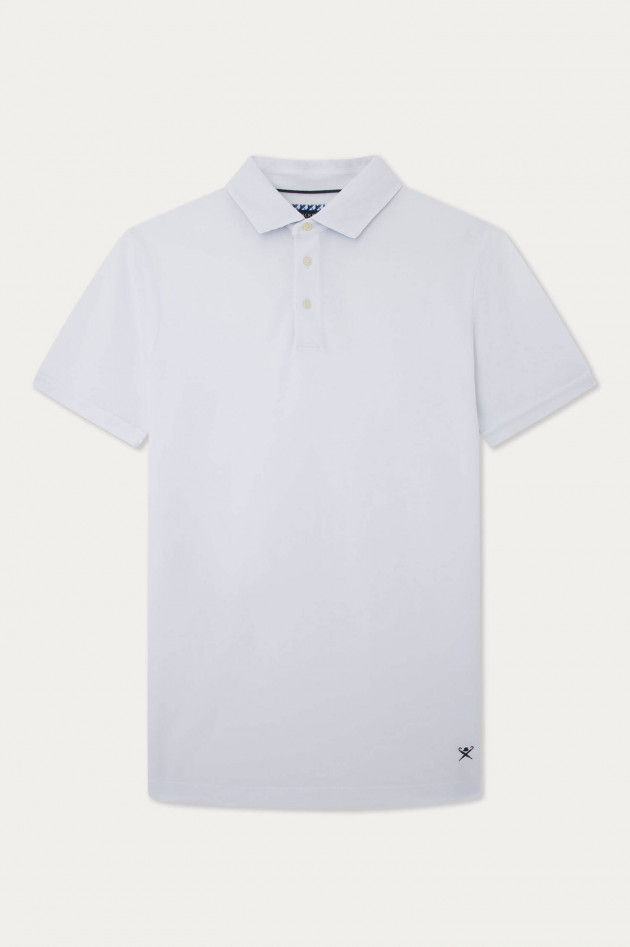 Hackett London Poloshirt mit gemusterten Unterkragen in Weiß