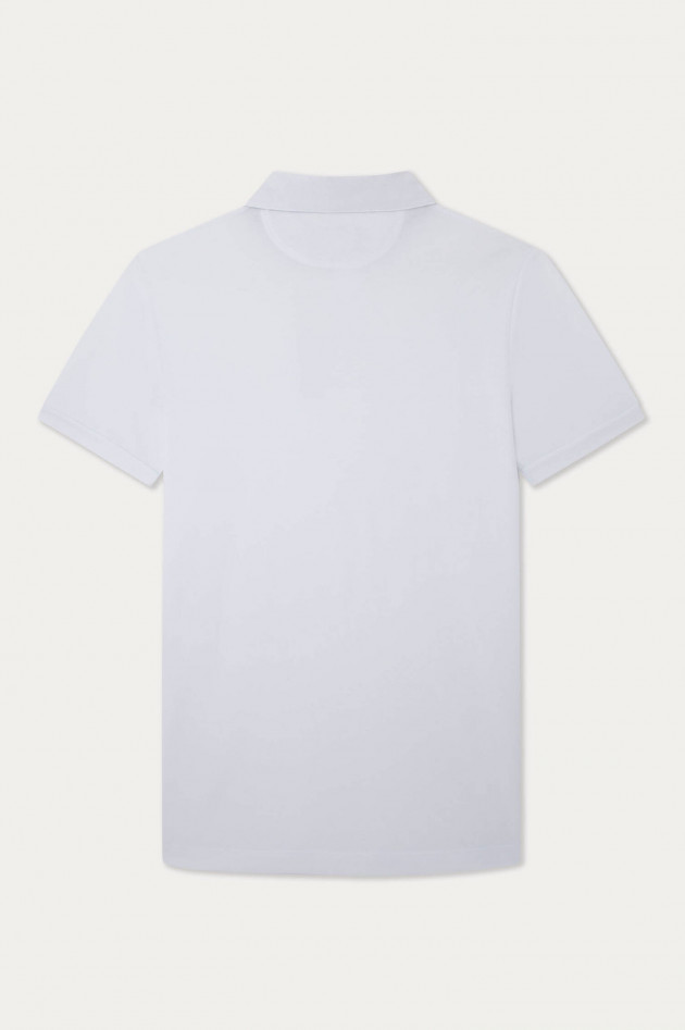 Hackett London Poloshirt mit gemusterten Unterkragen in Weiß