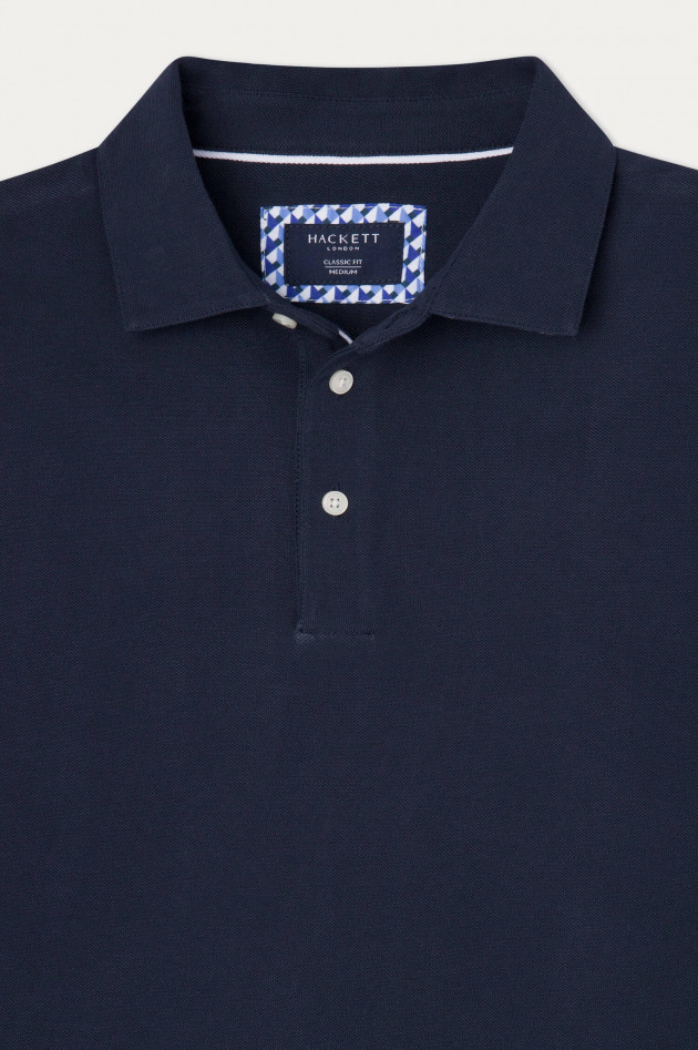 Hackett London Poloshirt mit gemustertem Unterkragen in Navy