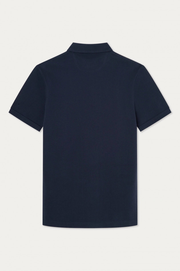 Hackett London Poloshirt mit gemustertem Unterkragen in Navy