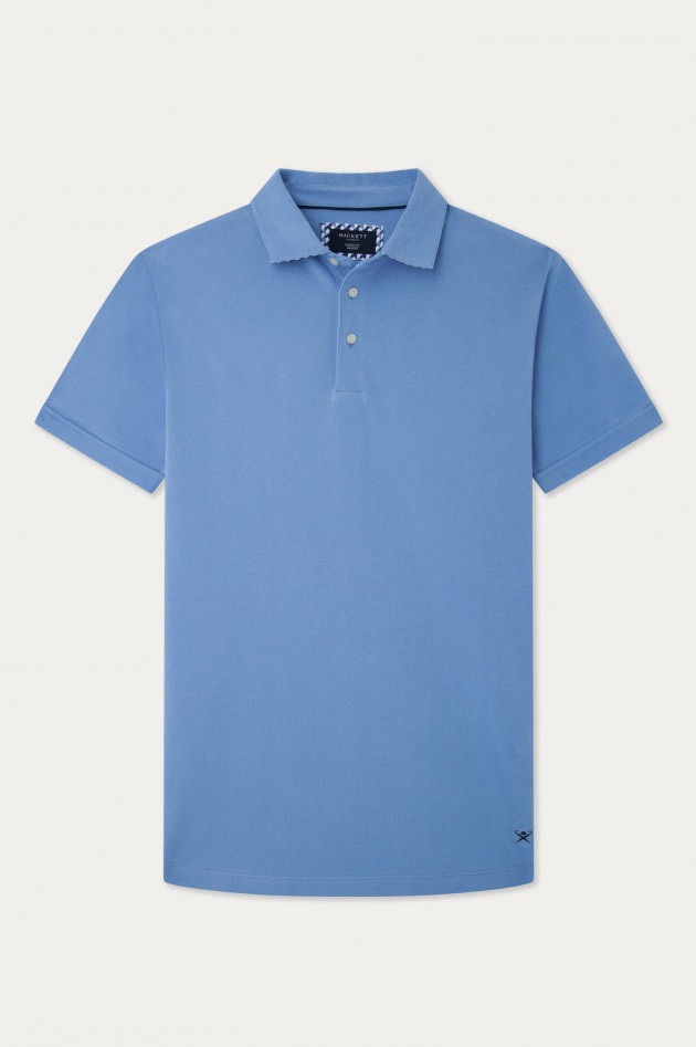 Hackett London Poloshirt mit gemusterten Unterkragen in Hellblau