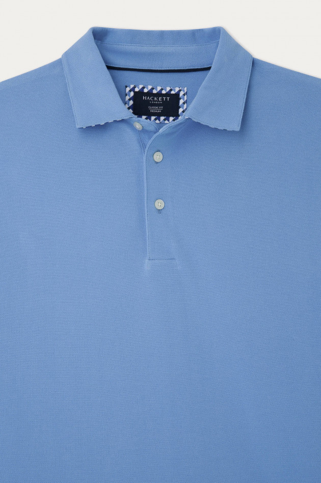 Hackett London Poloshirt mit gemusterten Unterkragen in Hellblau