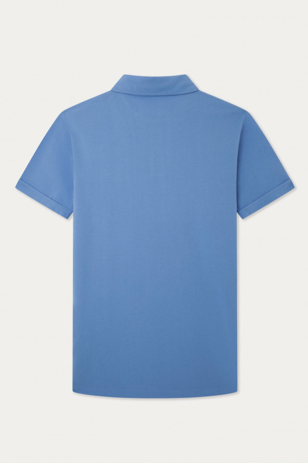 Hackett London Poloshirt mit gemusterten Unterkragen in Hellblau