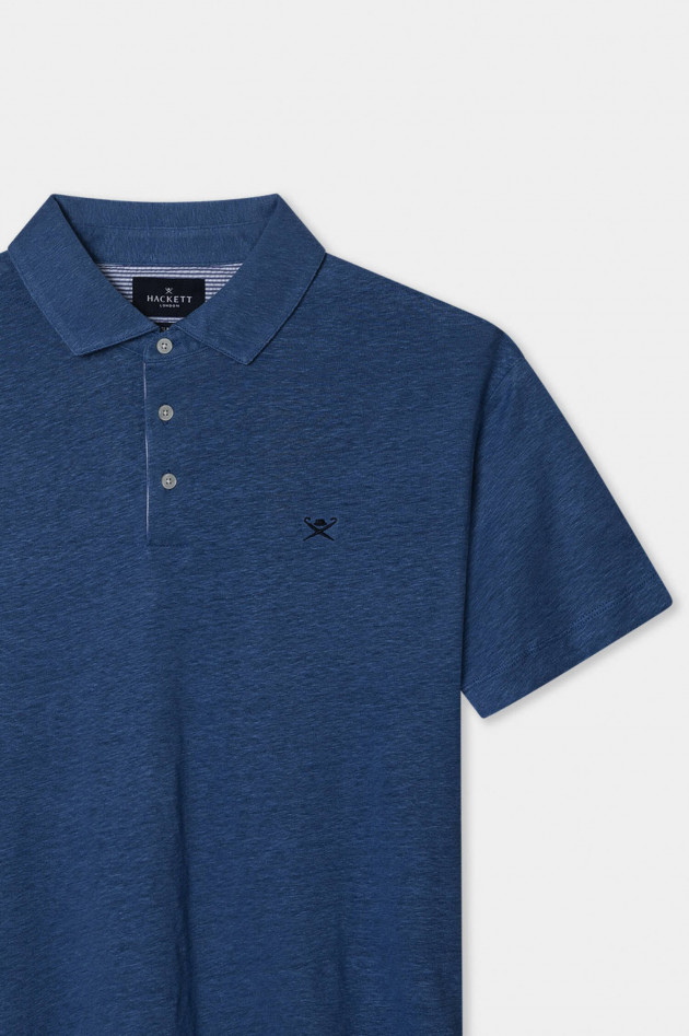 Hackett London Leinen-Poloshirt mit gesticktem Logo in Ink