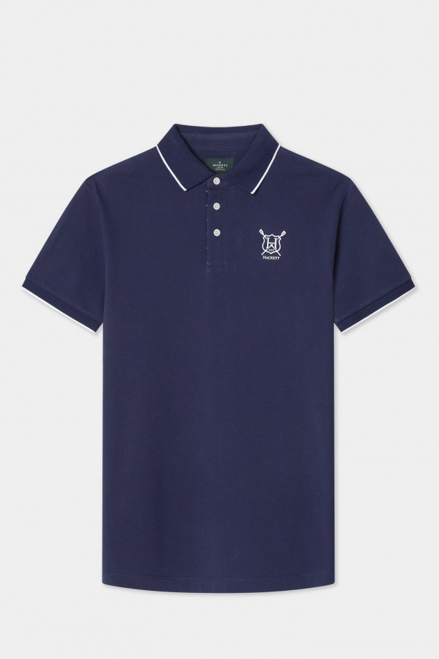 Hackett London Poloshirt mit Logo-Detail in Kontrastfarbe in Ink