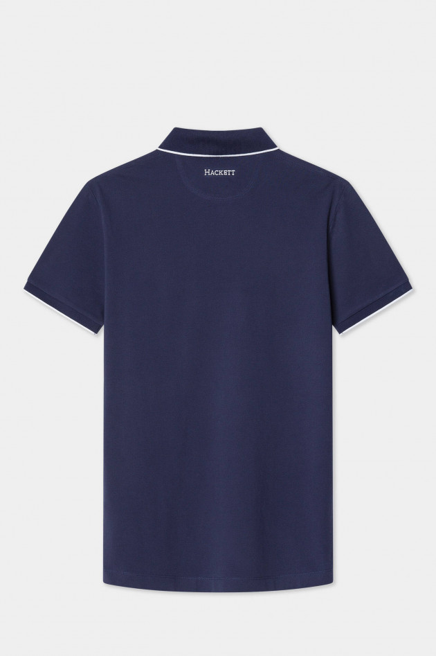 Hackett London Poloshirt mit Logo-Detail in Kontrastfarbe in Ink