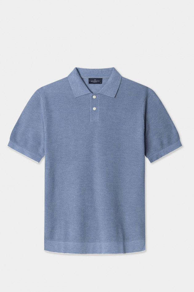 Hackett London Strick-Polo-Shirt in Hellblau