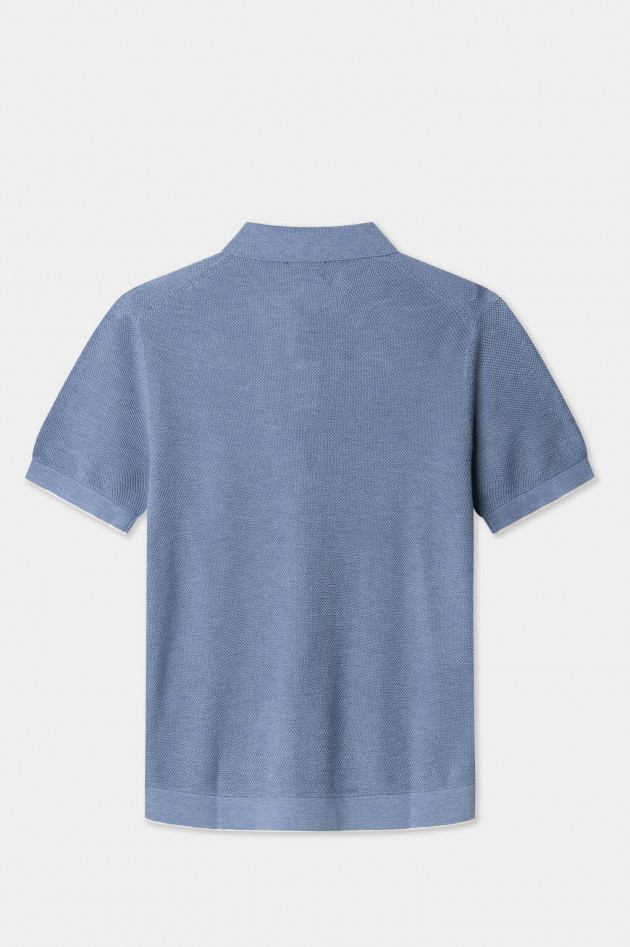Hackett London Strick-Polo-Shirt in Hellblau