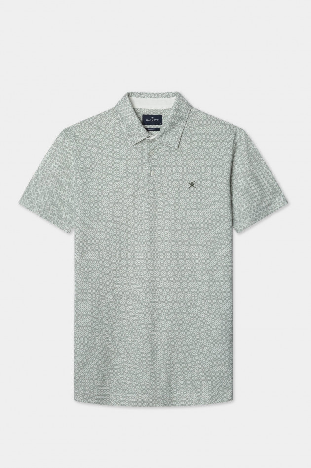 Hackett London Gemustertes Polo mit gesticktem Logo in Grün