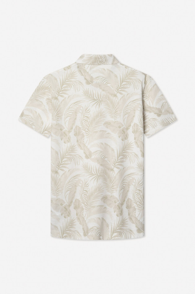 Hackett London Poloshirt mit Plamen-Print in Beige/Weiß