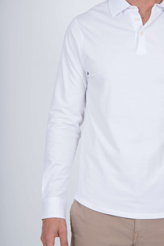 Hackett London Langarmpoloshirt in Weiß