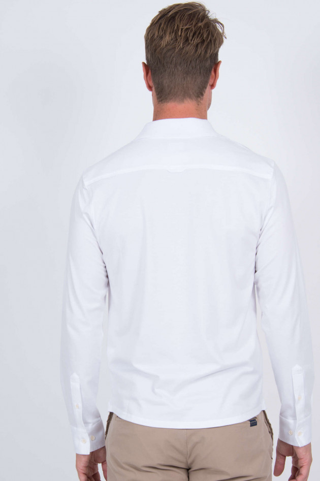 Hackett London Langarmpoloshirt in Weiß