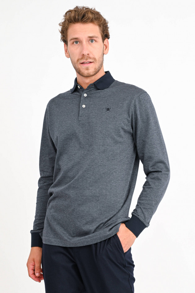 Hackett London Gemustertes Rugby Shirt in Anthrazit