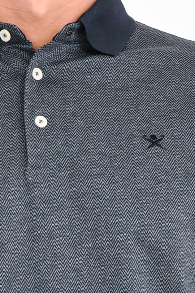 Hackett London Gemustertes Rugby Shirt in Anthrazit