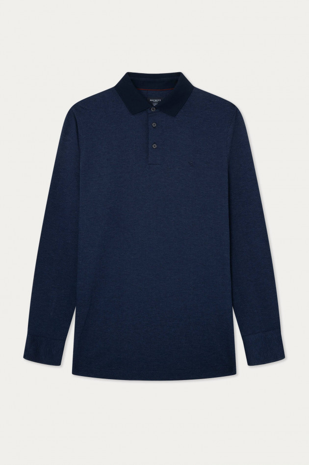 Hackett London Gemustertes Poloshirt in Dunkelblau/Navy