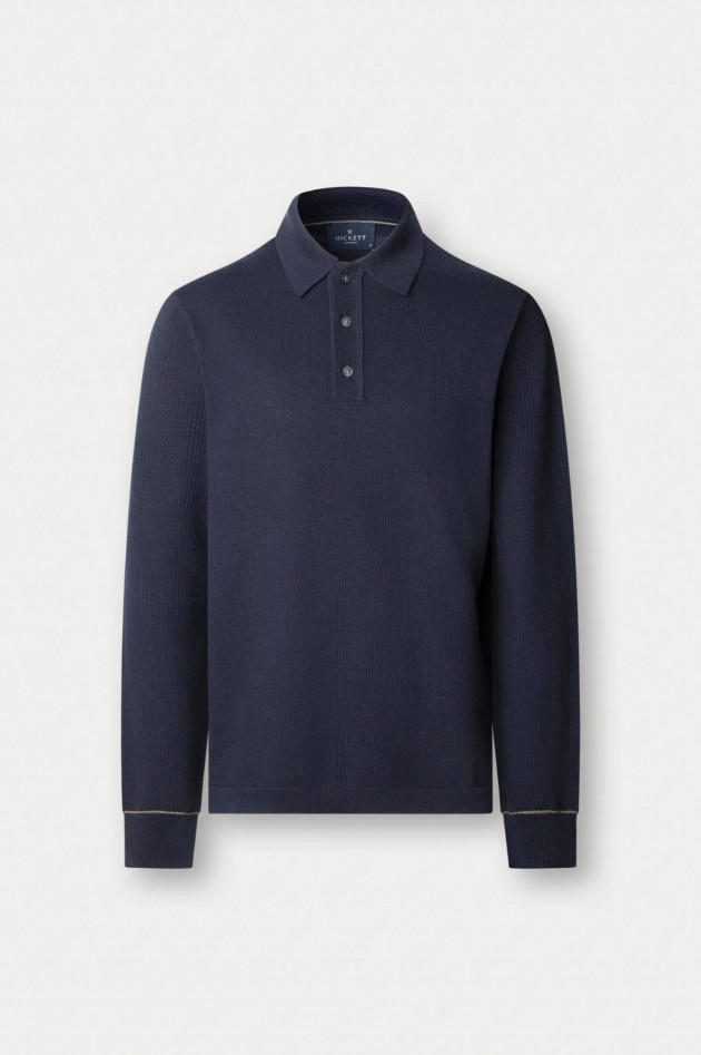 Hackett London Langarm Polo-Shirt aus Baumwolle in Navy
