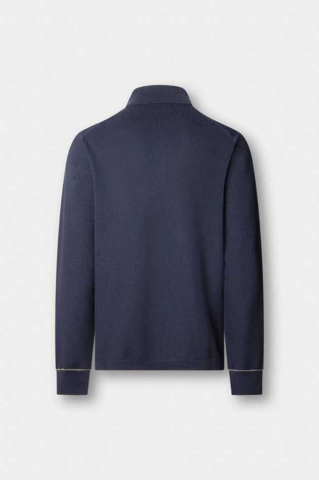 Hackett London Langarm Polo-Shirt aus Baumwolle in Navy