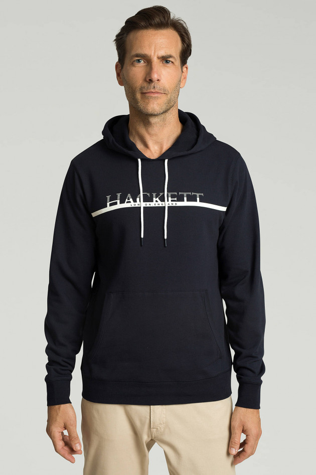 Hackett London Hoodie mit Label-Schriftzug in Navy