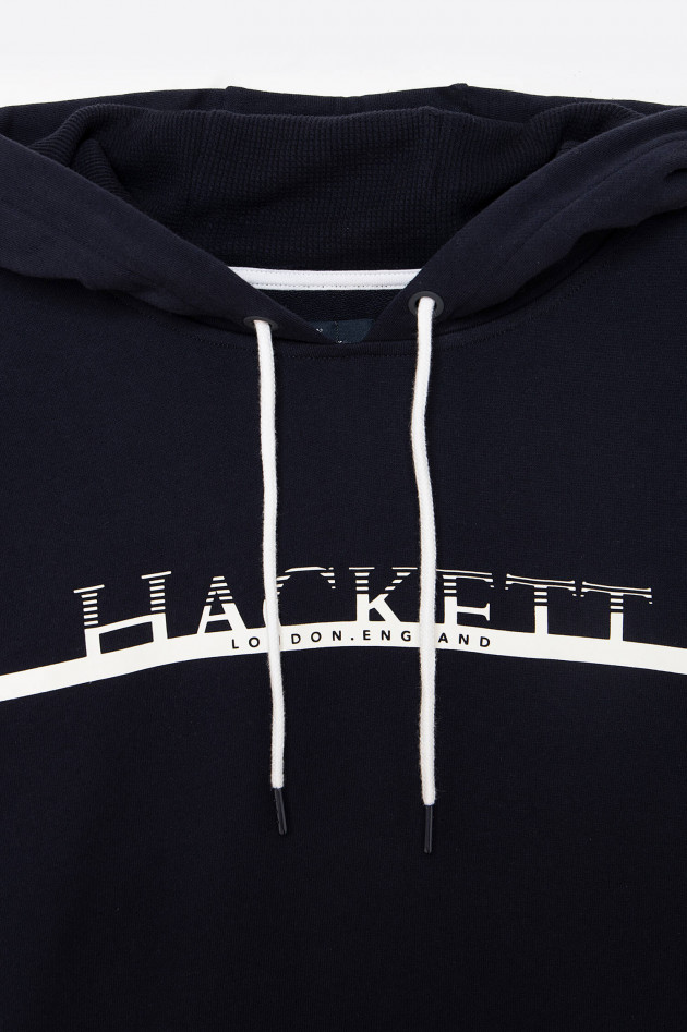 Hackett London Hoodie mit Label-Schriftzug in Navy