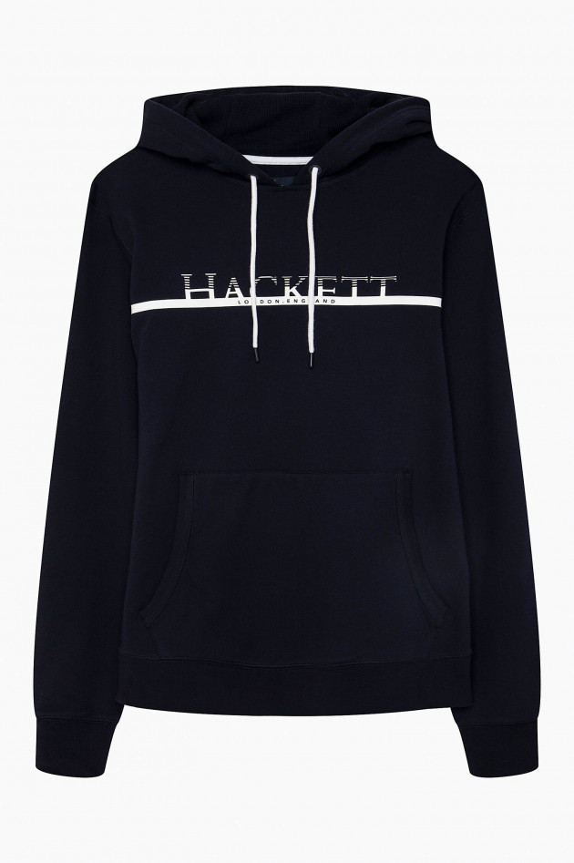 Hackett London Hoodie mit Label-Schriftzug in Navy