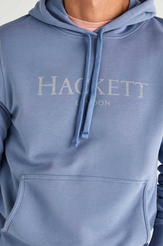 Hackett London Hoodie mit Brand-Schriftzug in Mittelblau