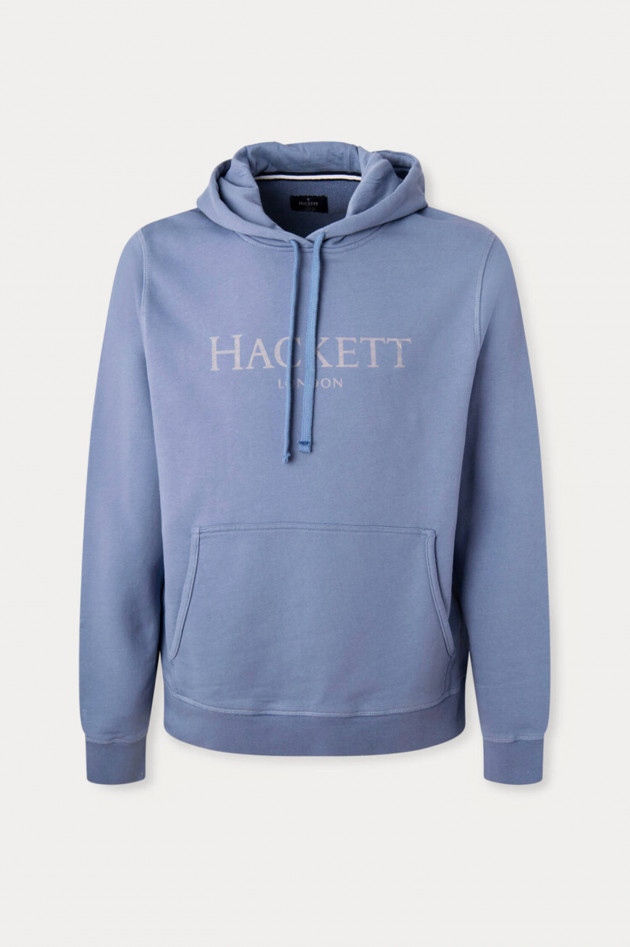 Hackett London Hoodie mit Brand-Schriftzug in Mittelblau