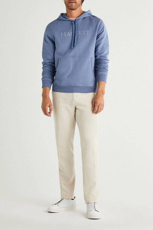 Hackett London Hoodie mit Brand-Schriftzug in Mittelblau