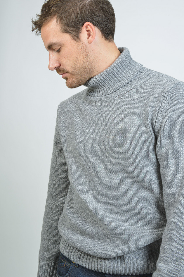 Hackett London Rollkragenpullover in Grau meliert