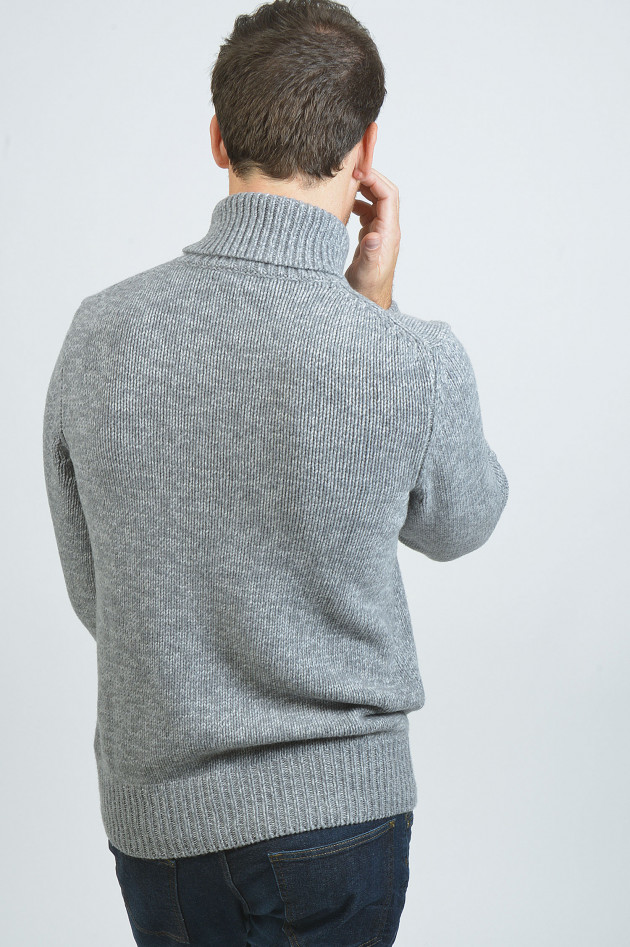 Hackett London Rollkragenpullover in Grau meliert