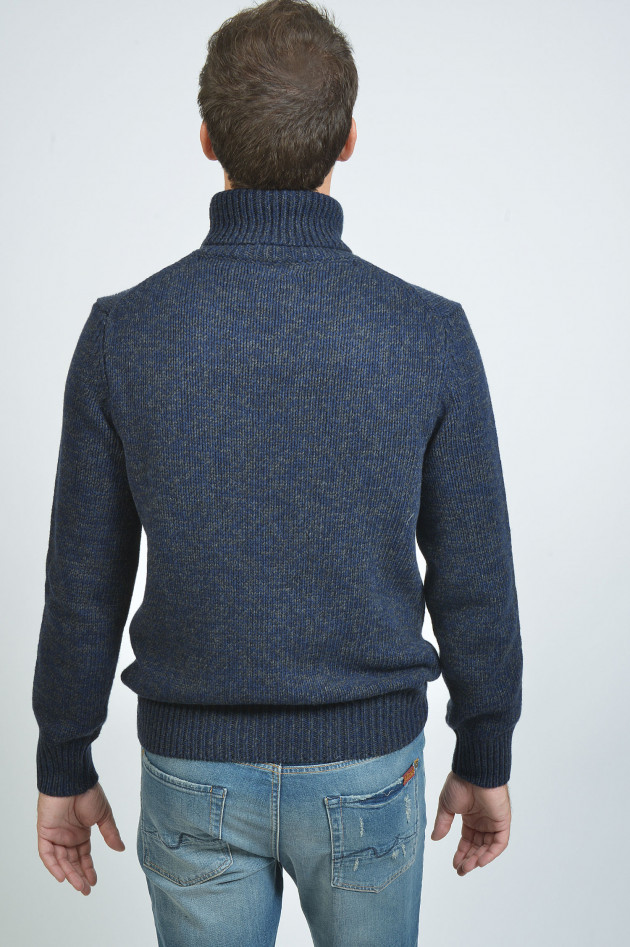 Hackett London Rollkragenpullover in Navy meliert
