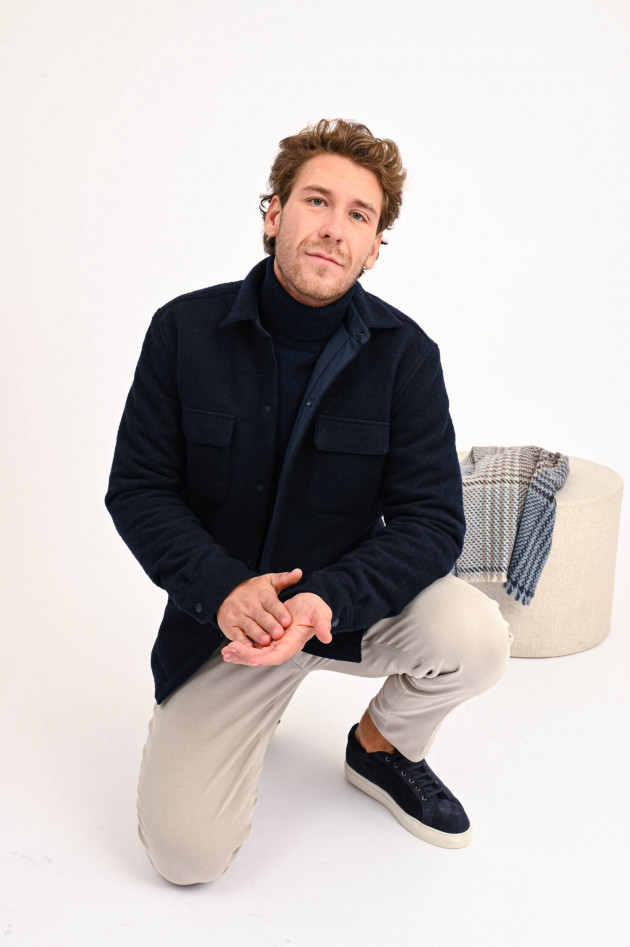 Hackett London Rollkragenpullover mit gestrickten Karos in Navy