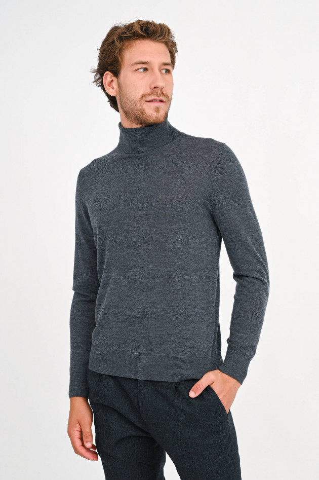 Hackett London Longsleeve aus Merinowolle-Seiden-Mix in Grau