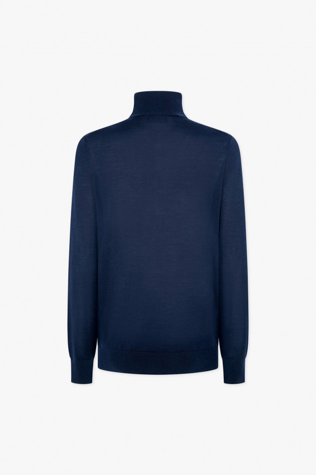 Hackett London Rollkragenpullover aus Woll-Seide-Mix in Navy