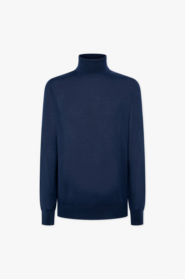 Hackett London Rollkragenpullover aus Woll-Seide-Mix in Navy