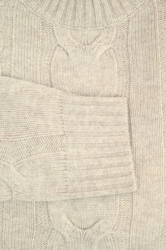 Hackett London Zopfstrick-Rollkragenpullover in Hellbeige