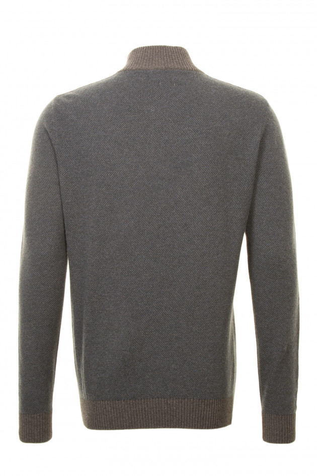 Hackett London Pullover mit Stehkragen in Grau/Grün gemustert