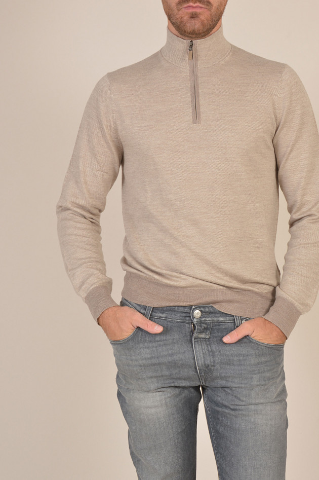 Hackett London Rollkragenpullover mit Zipper in Beige