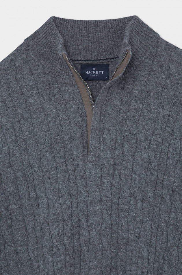 Hackett London Zopfstrick-Troyer in Anthrazit