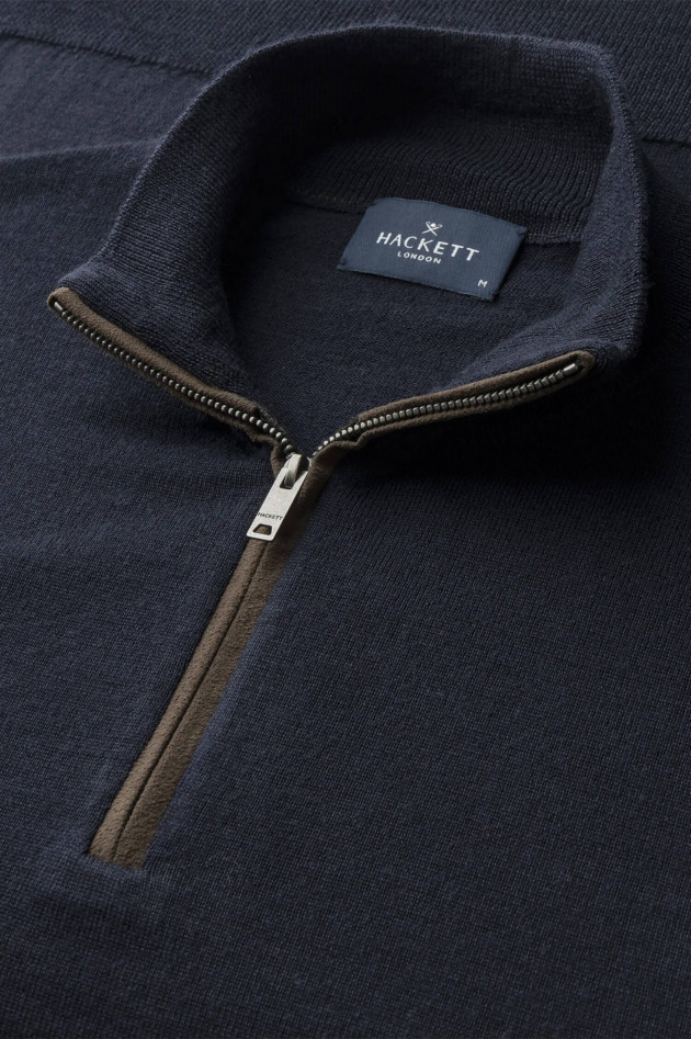 Hackett London Pullover aus Woll-Seiden-Mix in Midnight
