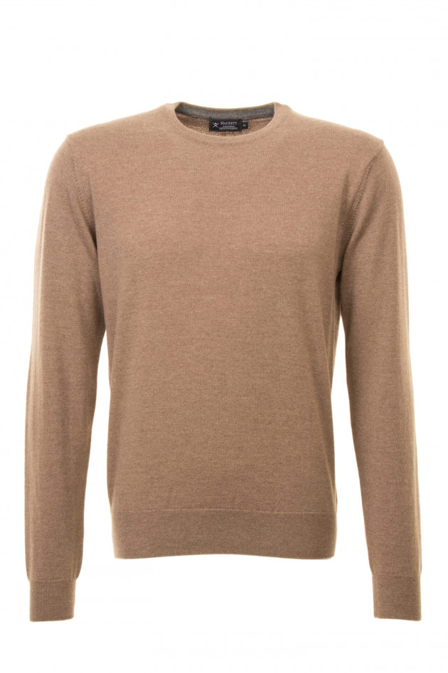 Hackett London Pullover mit Lederpatches in Taupe