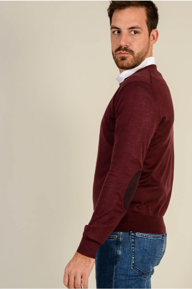 Hackett London Pullover aus Merinowolle in Bordeaux