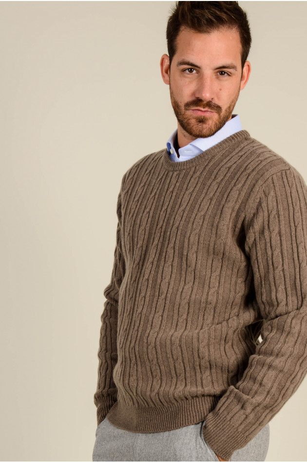 Hackett London Zopfstrick Pullover in Taupe